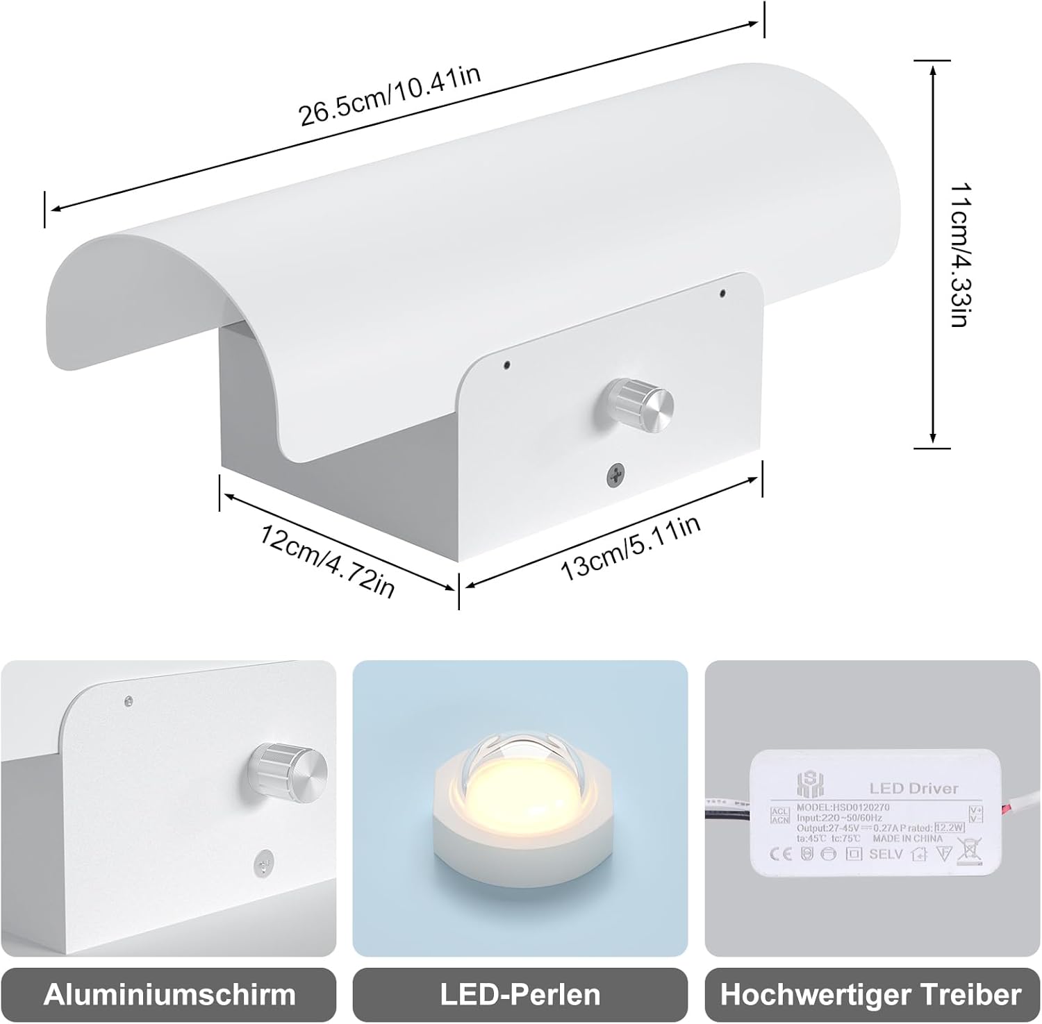 ChangM Wall Sconce Set of 2 Modern LED Wall Light Lamps Dimmable by Rotate Button 12W Cool White 6000K Up and Down Acrylic Lighting Fixture for Living Room Bedroom Hallway Conservatory Room Decor