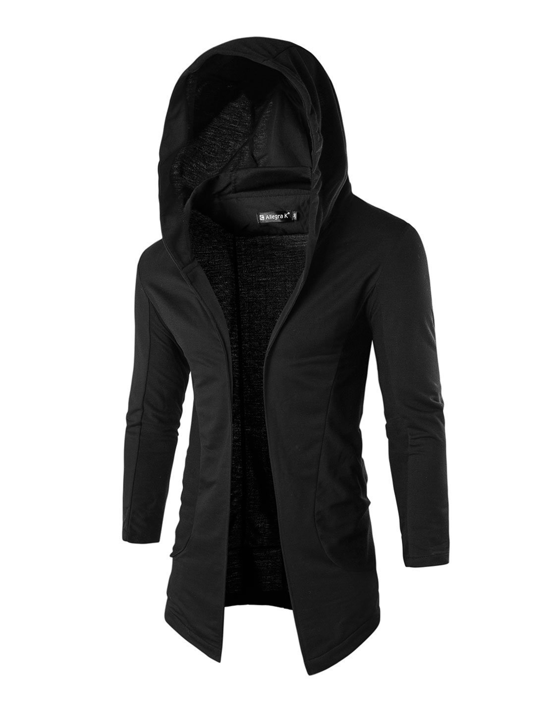 ubersweet Imported Men Long Sleeves Front Opened Hoodie Asymmetrical Hem Cardigan-picture-47