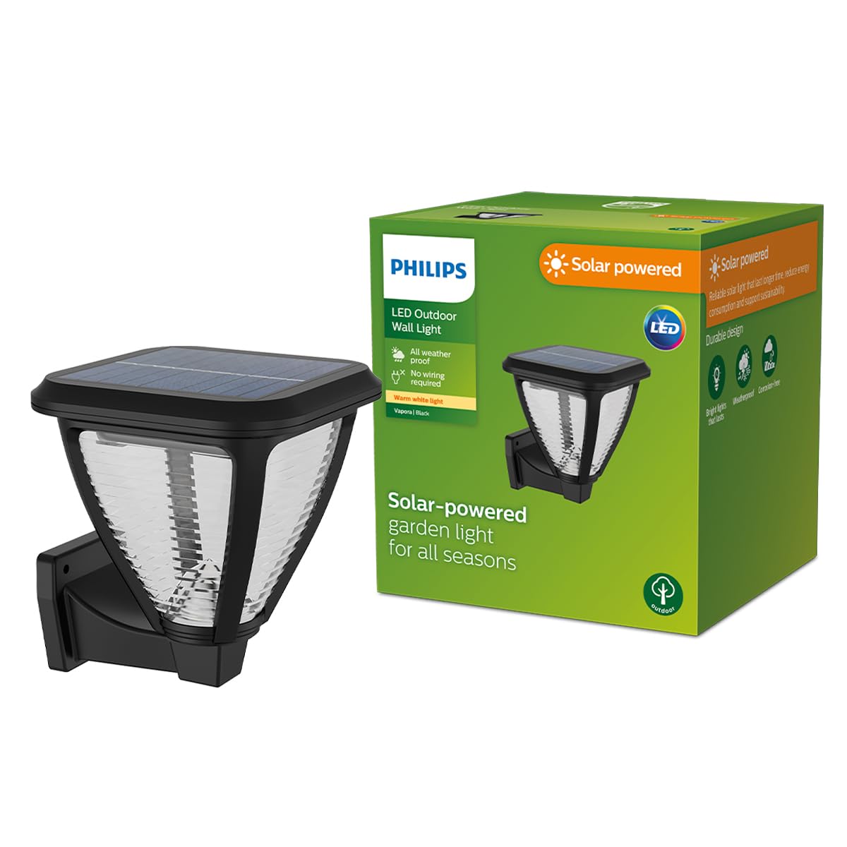 Lighting Vapora Outdoor Solar, Path Light, 1.5W, 2700K, Black, IP44 Weatherproof