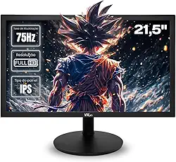 Monitor Gamer Led 21,5″ Full HD 1080p 75Hz IPS HDMI VGA 5ms VESA 75×75 Borda Fina – Escritório, Estudo e Jogos Casuais