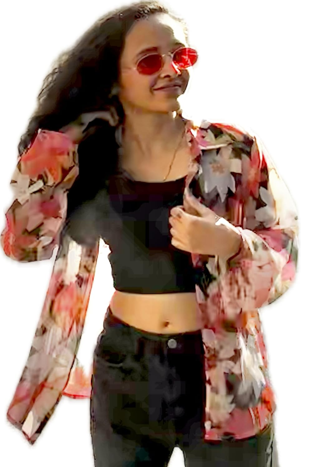 fleur n. floralWomen's Buttoned Down Collared Printed Shirt with Long Bell Sleeves