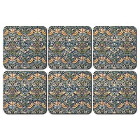 Castle Melamine William Morris Strawberry Thief Coasters - Set of 6 Cover