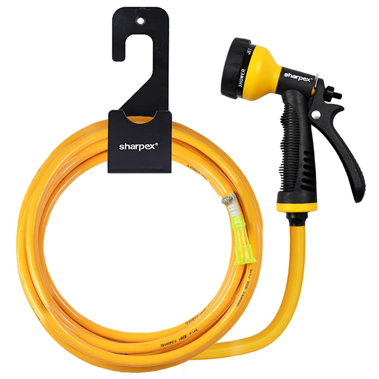 Sharpex Heavy Duty Wall Mount Hose Hanger Combo Hose Pipe with Nozzle and Pipe Holder | 6 Mode High-Pressure Water Gun Nozzle | 10 Meter Yellow Durable Hose Pipe For Gardening (Combo Of 3) (B0CQYGG9J1) Amazon Price History, Amazon Price Tracker