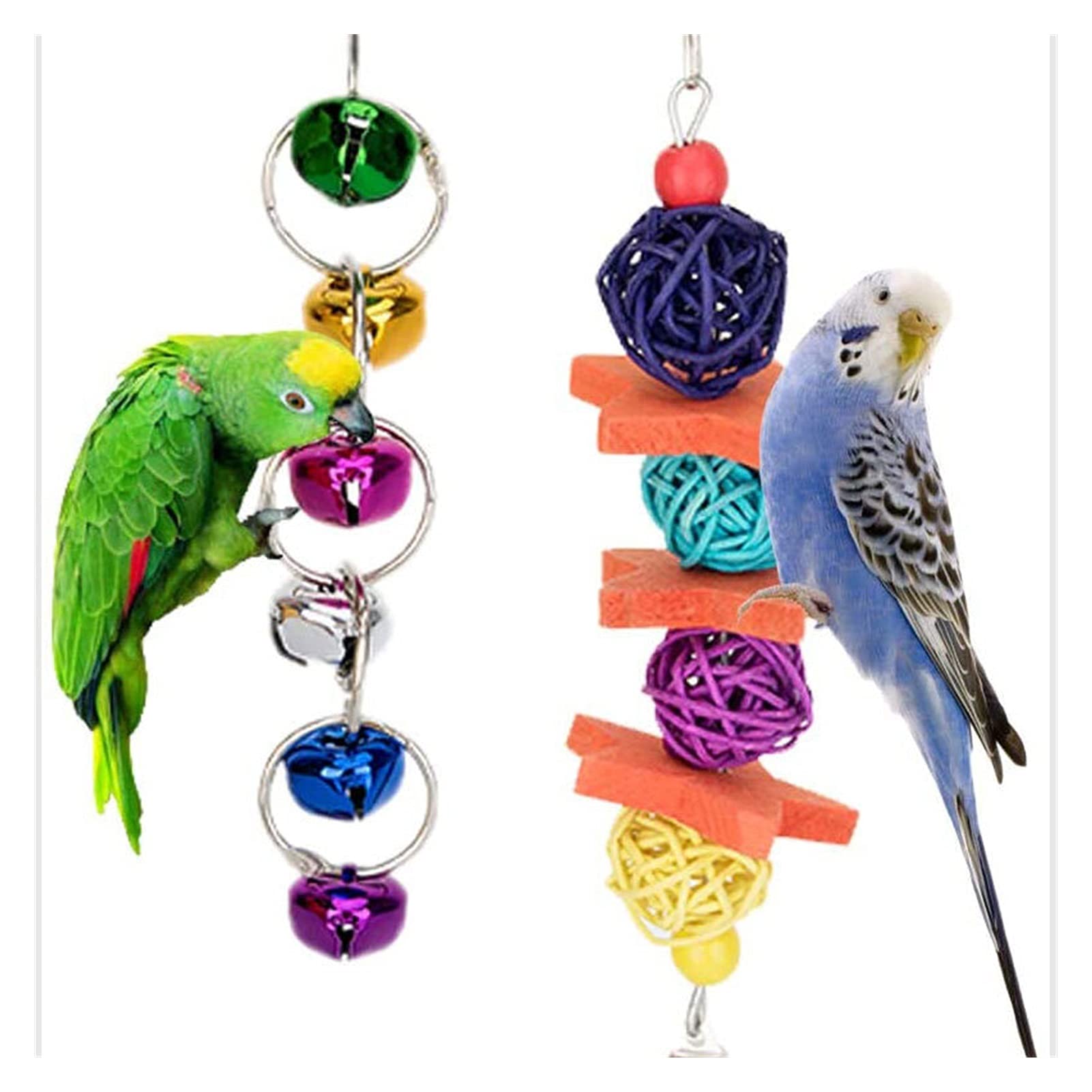 Vogelspielzeug 8 STÜCKE Vogel Papagei Spielzeug Swing Chewing Hängende Käfig Spielzeug Hängematte Bell Schwingleiter Barsch Für Sittiche Cockatiele Kleine Vögel