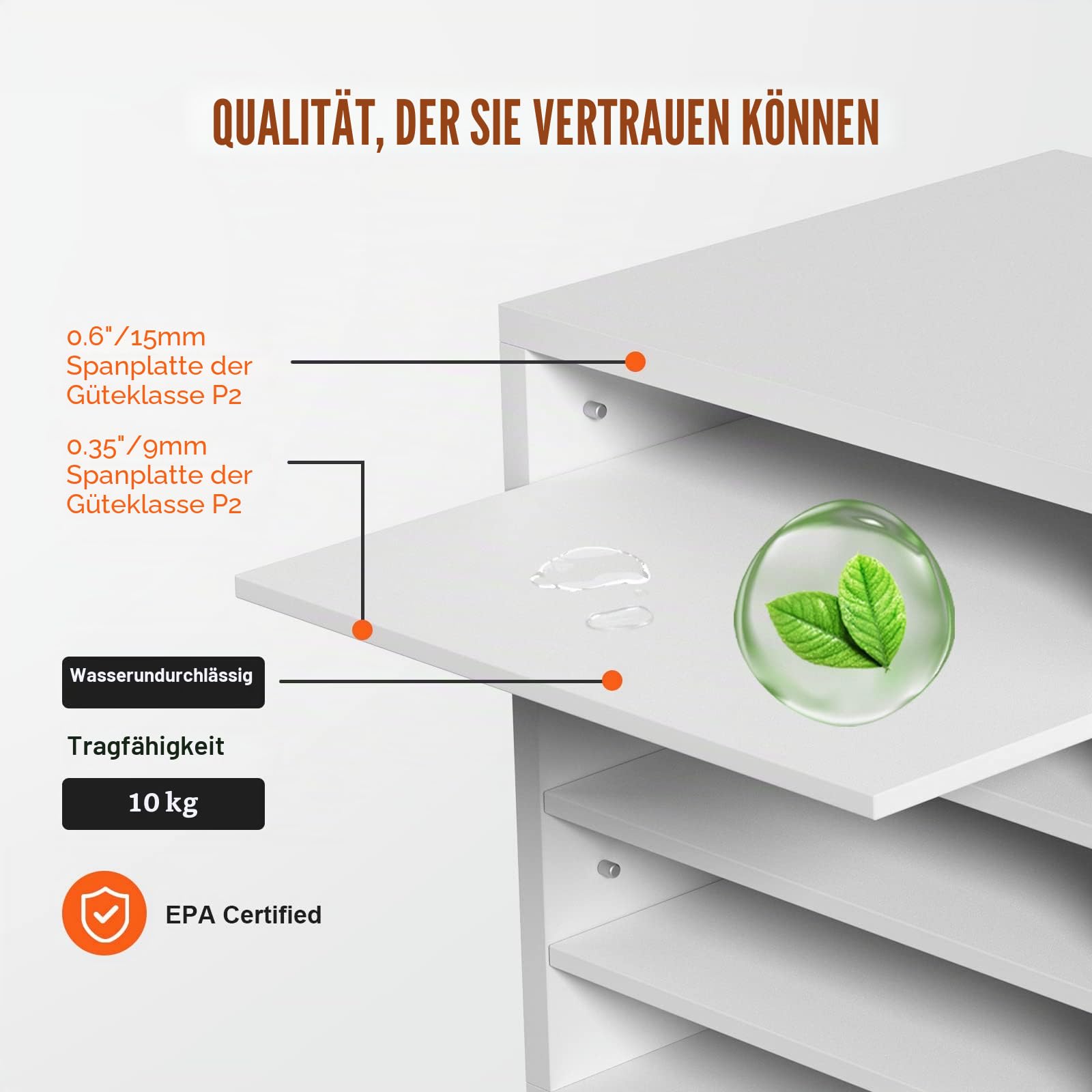 VEVOR 355 x 305 x 330 mm Briefablage Schreibtisch Organizer, 2,3–5,6 cm Einstellbar A4 Stapelbar Quer, Papierablage, Aufbewahrung Schreibtisch Ablagesystem Organisation, Ablage (Weiß, 5 Fächer)