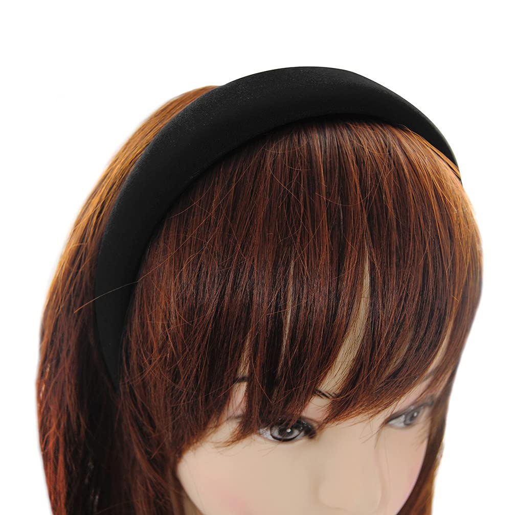 axy Wide Headband with Fabric Padded Candy Colours - Beautiful Women's Headband Hair Accessories Headband HRK2A (Black) - Image 2