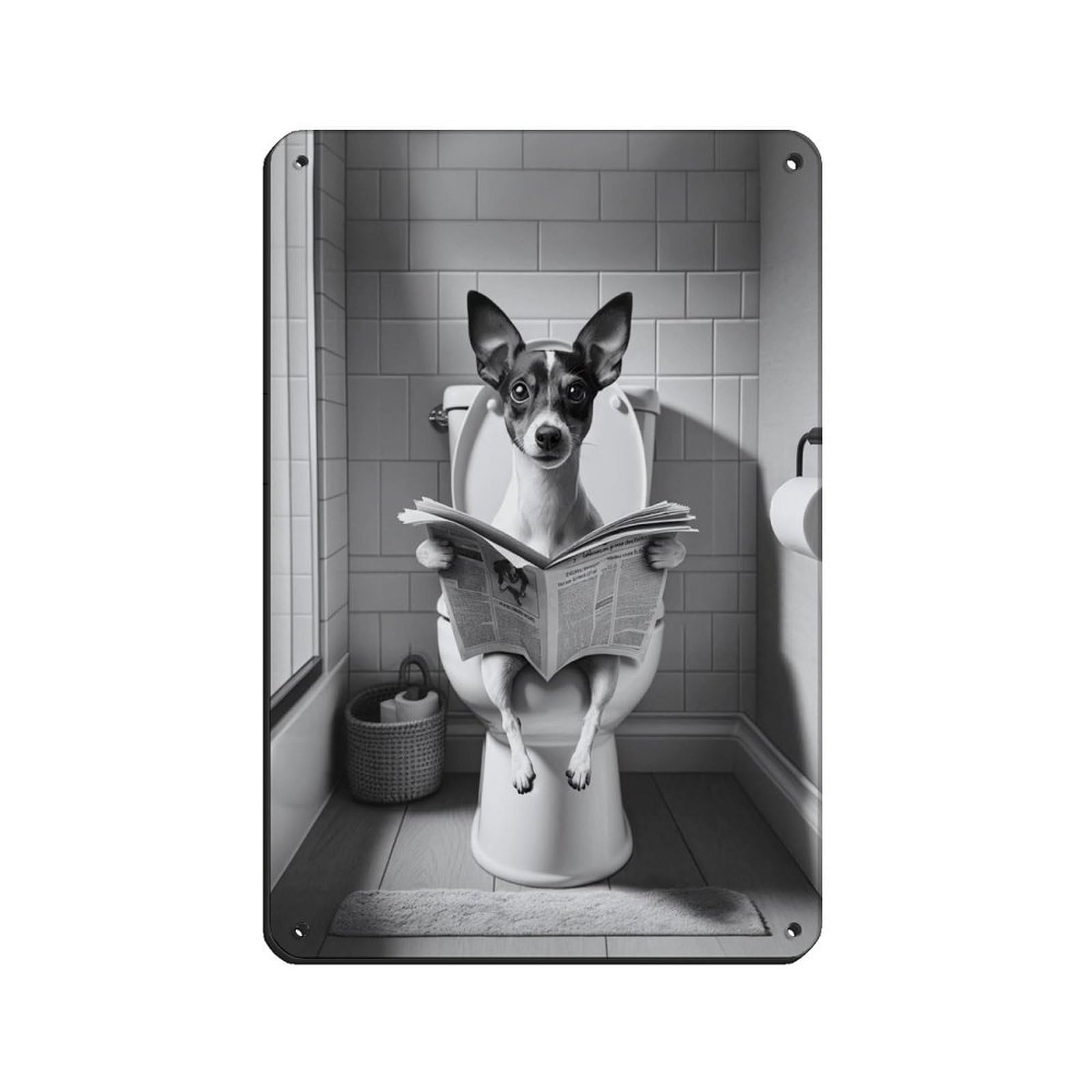 Lxwnze 20L X 30W Cm Rat Terrier, Funny Bathroom Decor Tin Sign Vintage Metal Pub Club Cafe Bar Home Wall Art Decoration Poster Retro 8X12inch(20X30cm)