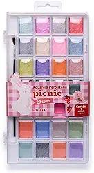 Aquarela Perolizada Picnic - 28 Cores - Estojo + Pincel Leoarte