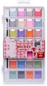 Aquarela Escolar Picnic Perolizada 28Cor Com Pinc Estojo 110304