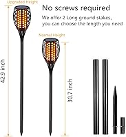 Vista 2 de Aityvert Luces solares mejoradas de 43 pulgadas, llamas bailarinas parpadeantes, impermeables, decoración de paisaje al aire libre, iluminación