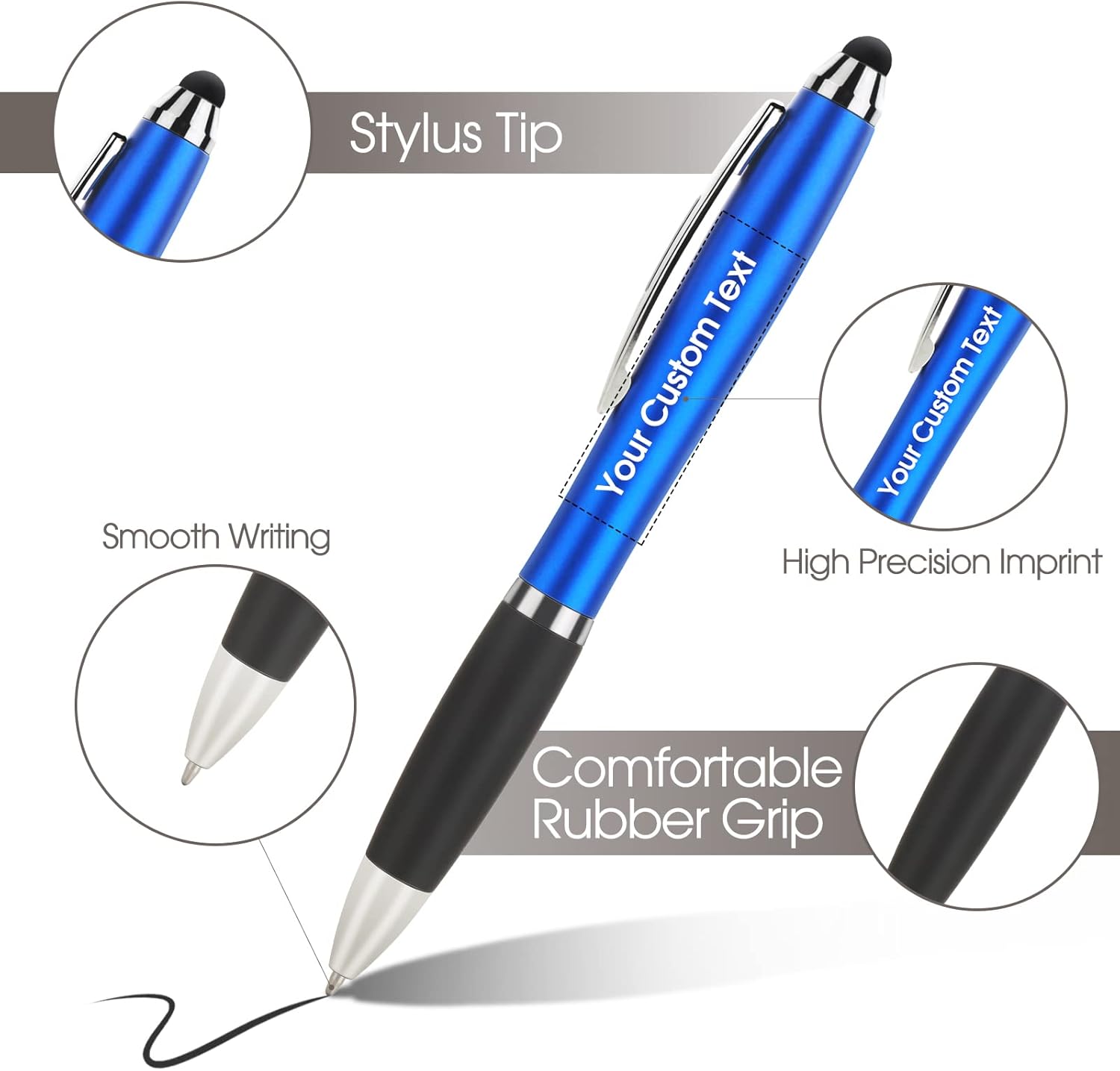 100 Pcs Custom Pens 2-in-1 Universal Capacitive Stylus for Business,Graduation,Anniversaries-Colorful Pens 100 Packs