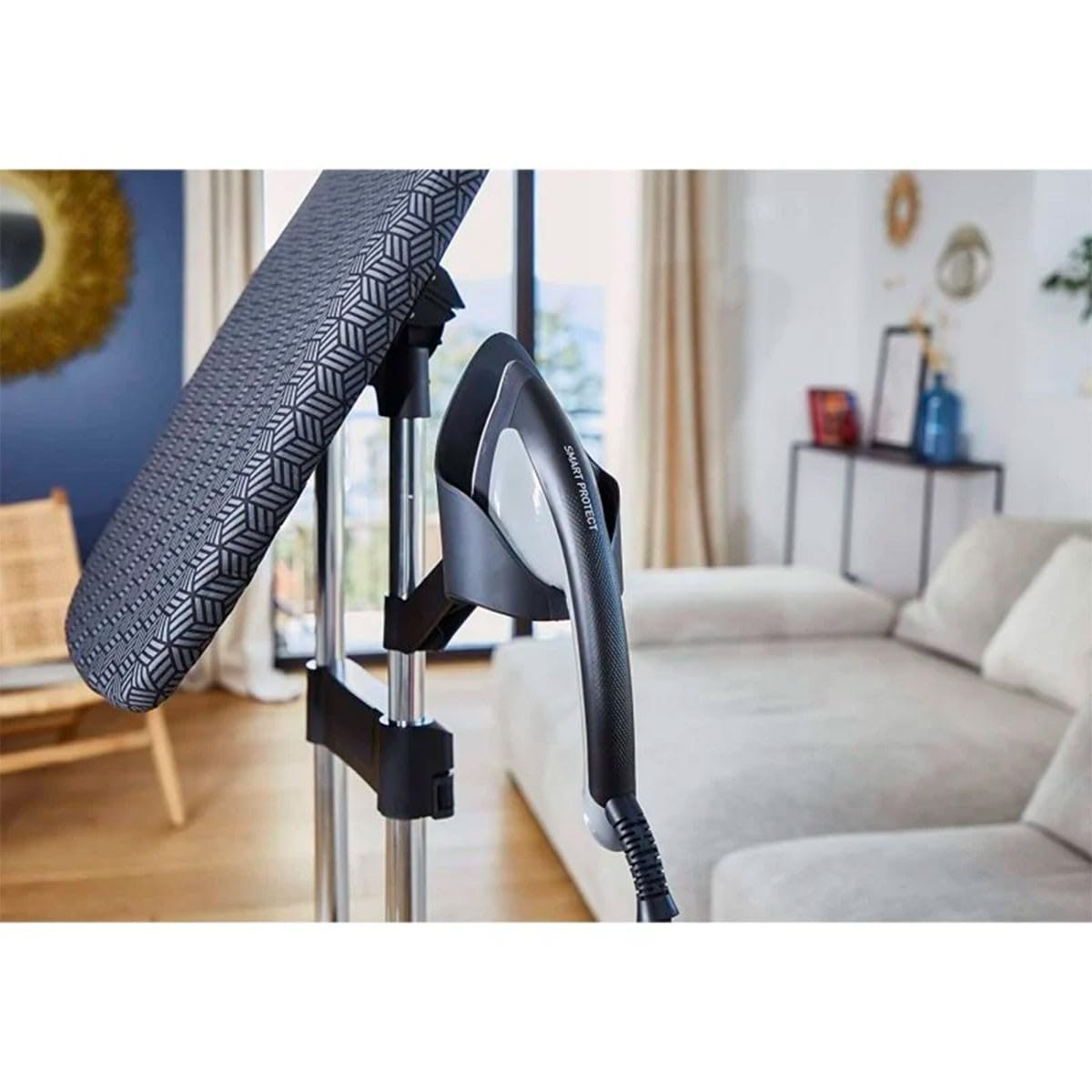 Rowenta QR1510 IXEO + Ferro da Stiro Verticale con Caldaia ad Alta Pressione e Asse Integrato a 3 Posizioni, Stiratrice Verticale a Vapore Sanificante, Potente e Versatile, 5 Bar, 2980 W, 1 L