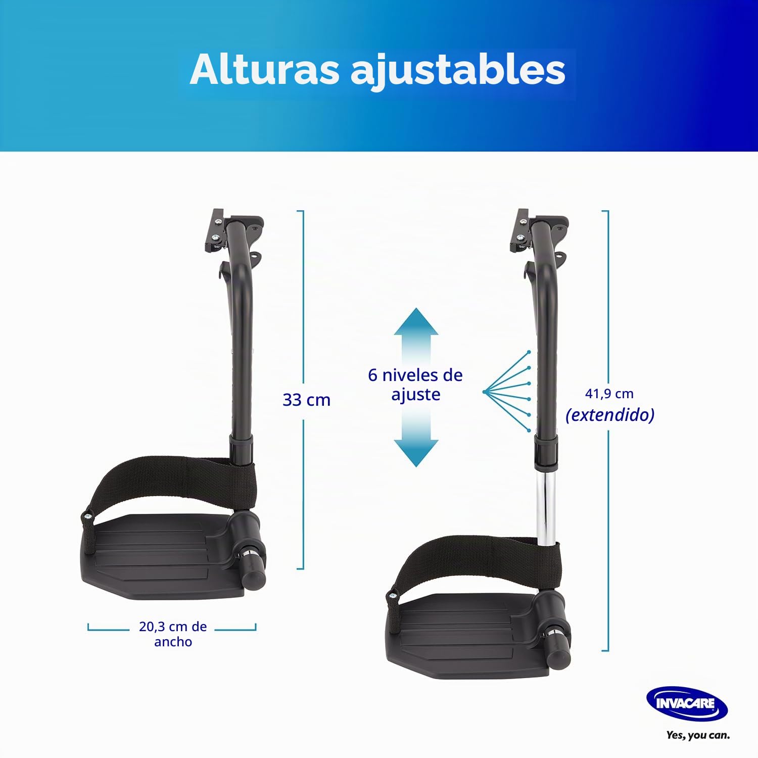 Invacare Pie Descansa Para Tracer Y 9000 Sillas De Ruedas Aluminio Sp, Reposapiés Hemi Alumn@s, 1 Pack, 2 Cada Uno