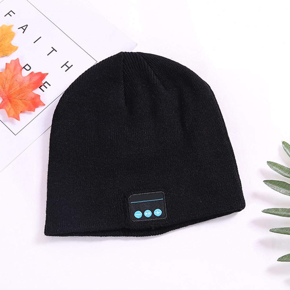 Bonnet en tricot super doux avec écouteurs Bluetooth sans bord pour sports d'hiver en plein air avec haut-parleur sans fil et micro pour courir, ski, camping, randonnée, cyclisme