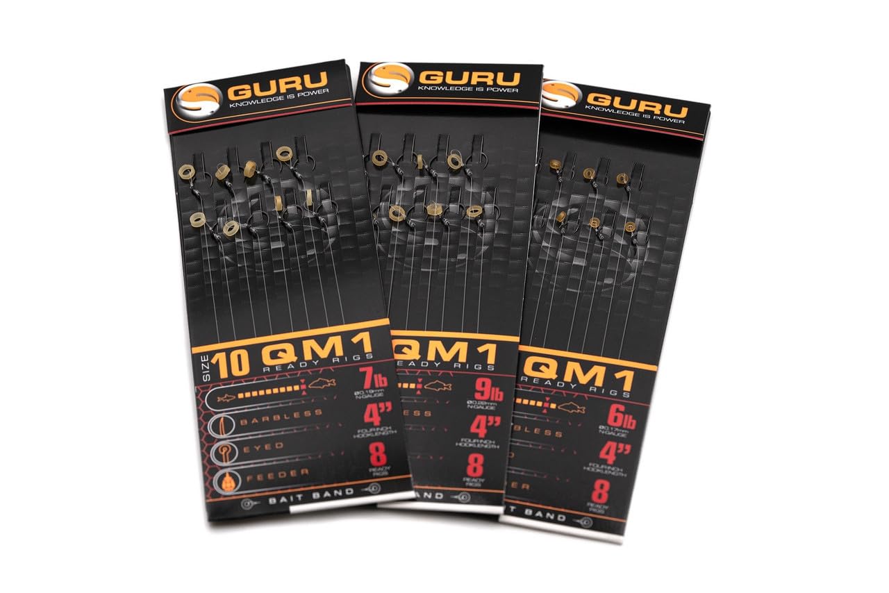 Korda Guru QM1 4" Bait Bands Hair Rigs Barbless (Size 12 9lb)