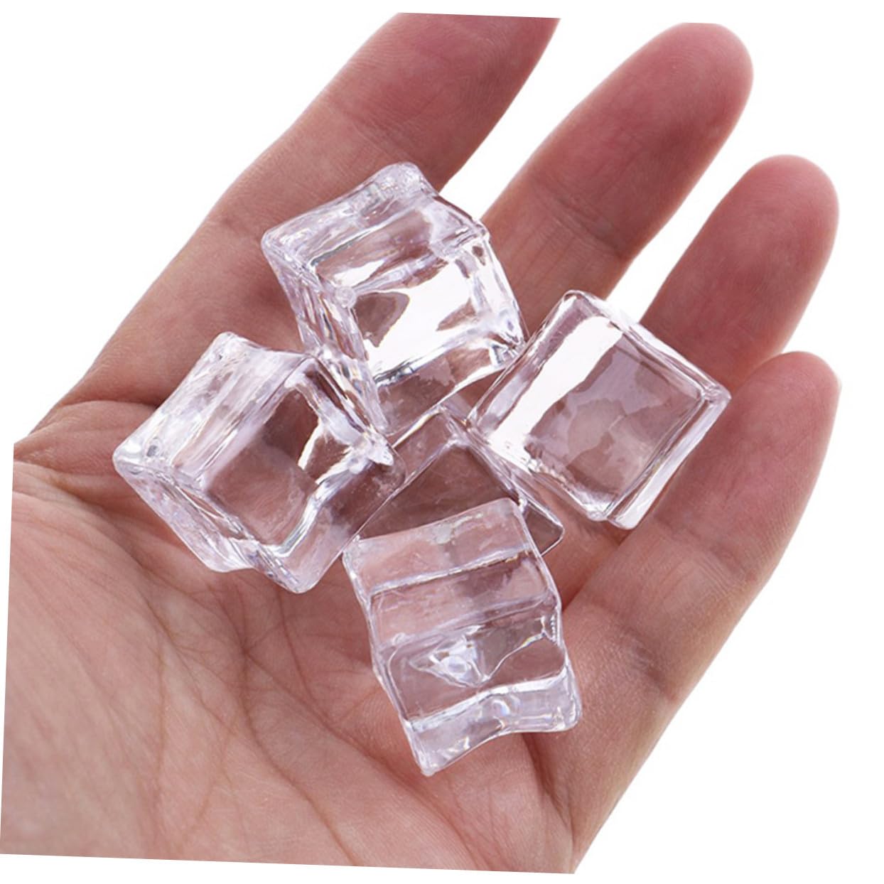 Toyvian Cubitos de Hielo Tamaño 30 Mm 48 Acrílico Reutilizables Transparentes Forma Ligeramente Irregular Accesorios para Fotografía y Decoración de Bodas y Aniversarios