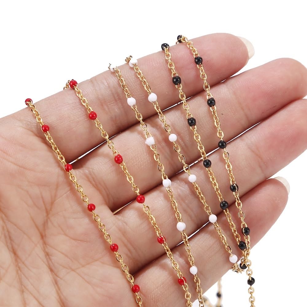 1 rotolo/10 Metri 2 mm di Larghezza in Acciaio Inossidabile Placcato Oro Catena a Sfera con Perline Cavo for la Realizzazione di Collana da Donna (Color : Rose Red Gold)