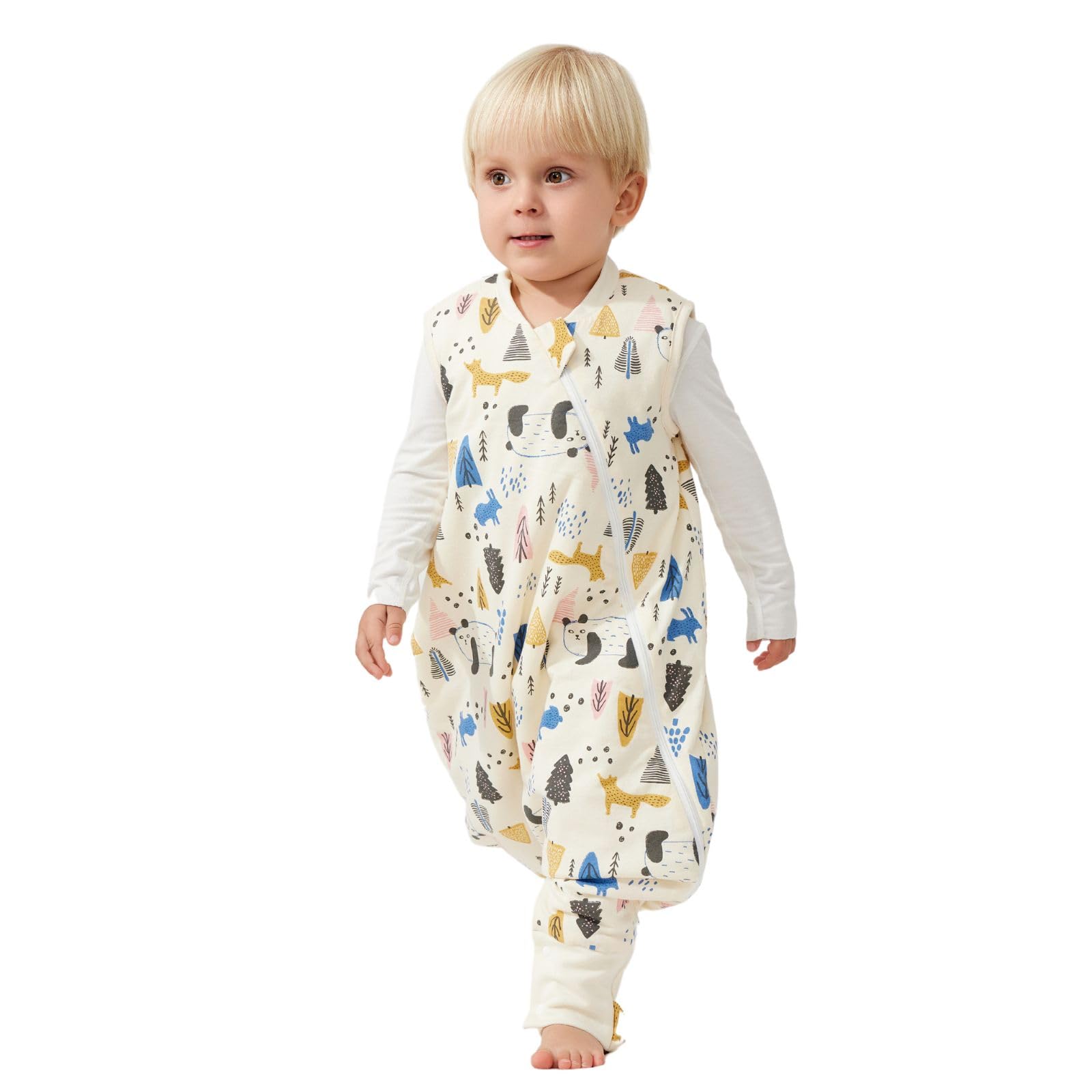 Duomiaomiao Sacco nanna con gambe, 2,5 Tog, caldo sacco a pelo con piedi, 100% cotone, coperta indossabile per bambini, (2-3 anni, panda)