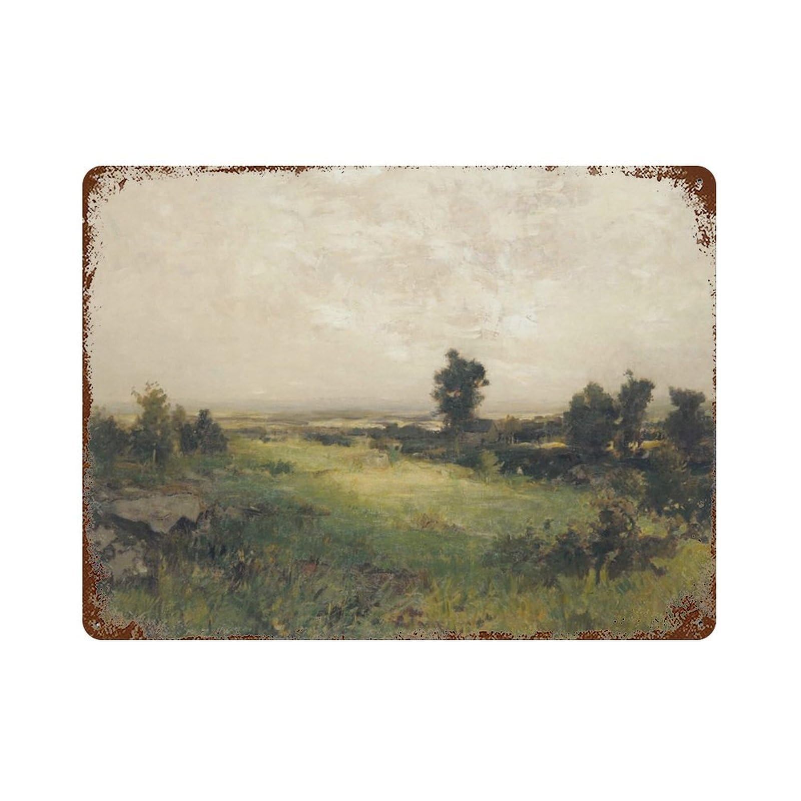 xiaoxiaoshen Country Field Painting, Vintage Landscape Oil ， Farmhouse, Neutral Wall Decor Art Metal Tin Poster Modern Home Decor Art Home Bar Shop Decorations Vintage Sign 30x40cm