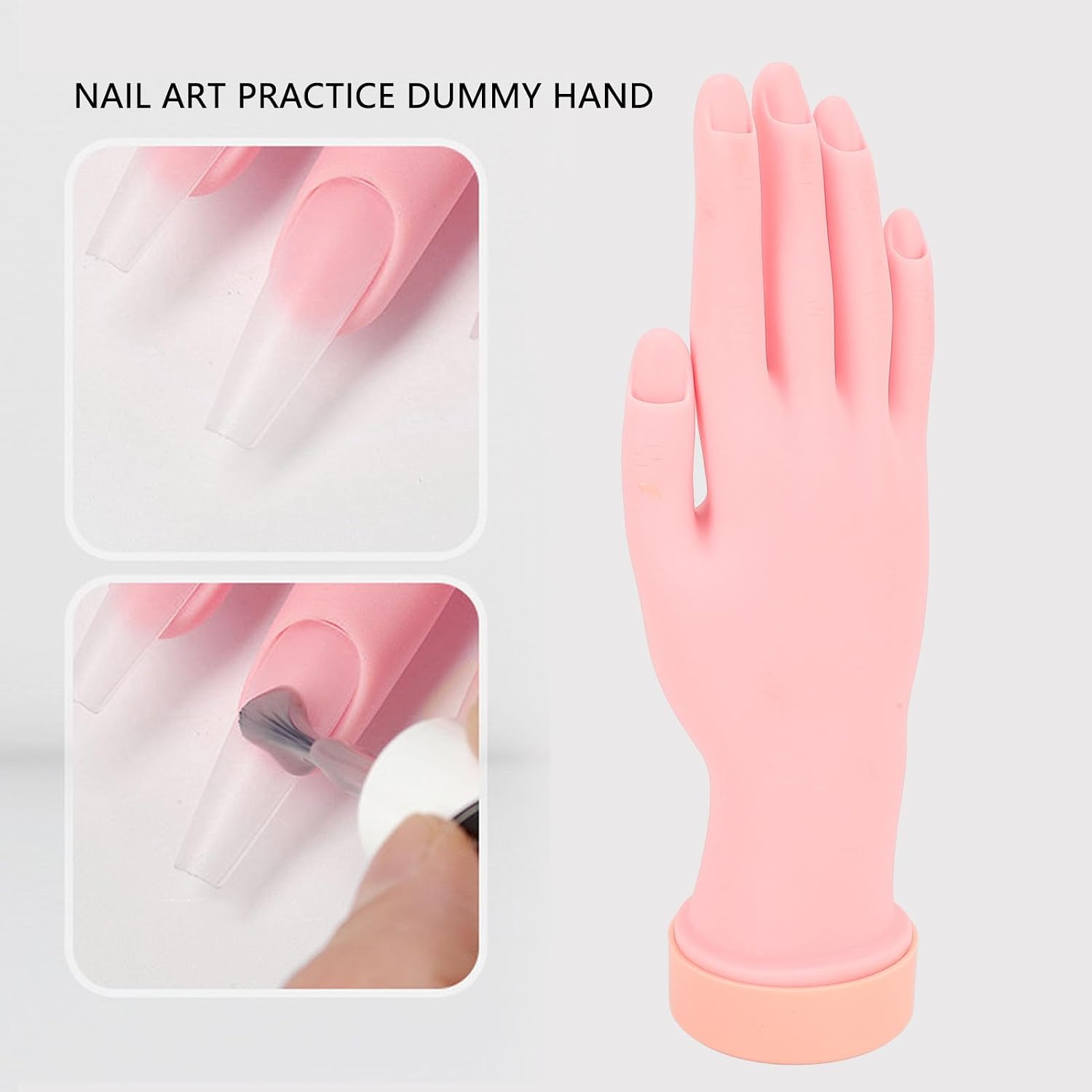 Nail Practice Hand Model, Embedded Nail Grooves, Bendable Nails Tips Art Trainer Hand for Props Displaying