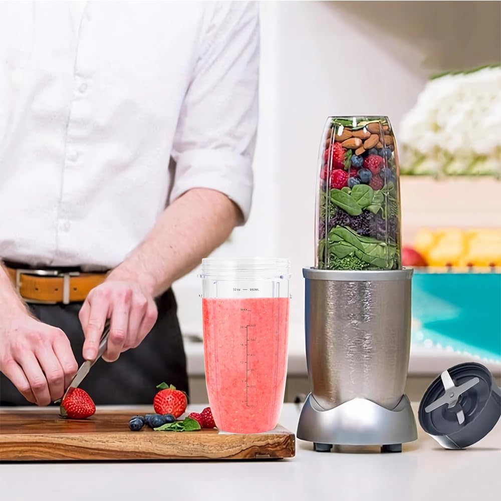 950ml Entsafterbecher Kompatibel mit NutriBullet Elektrischer Mixer 600 W/Pro 900 W, für Nutribullet Blender Mixer Ersatzbecher Ersatzteile Becher Groß Cups Zubehör (2er-Pack)