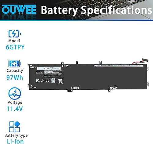 Miniatura 7 de OUWEE 9NJM1 MG2YH 0MG2YH 01D82 HF250 0546FF 44T2R Alienware 15 R3 15 R4 17 R4 17 R5 Battery