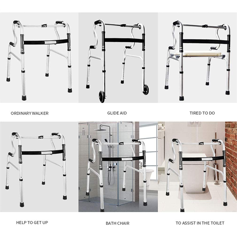 Andador Plegable con Ruedas y Asiento Acolchado - Ayuda de Movilidad Ajustable para Personas Mayores y usuarios bariátricos - Estructura Ligera y Apta para Ducha