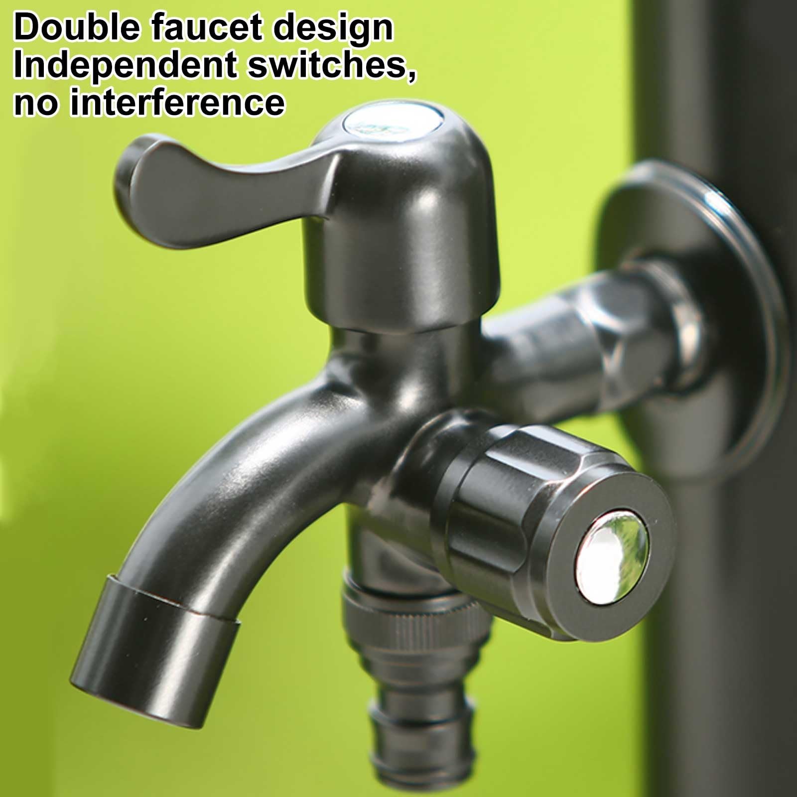 Robinet d'extérieur en Acier Inoxydable de 61 cm (24 Pouces) avec Jet d'eau, revêtement en résine antigel résistant aux intempéries, Double Sortie, Irrigation Efficace, Accessoire de Jardin