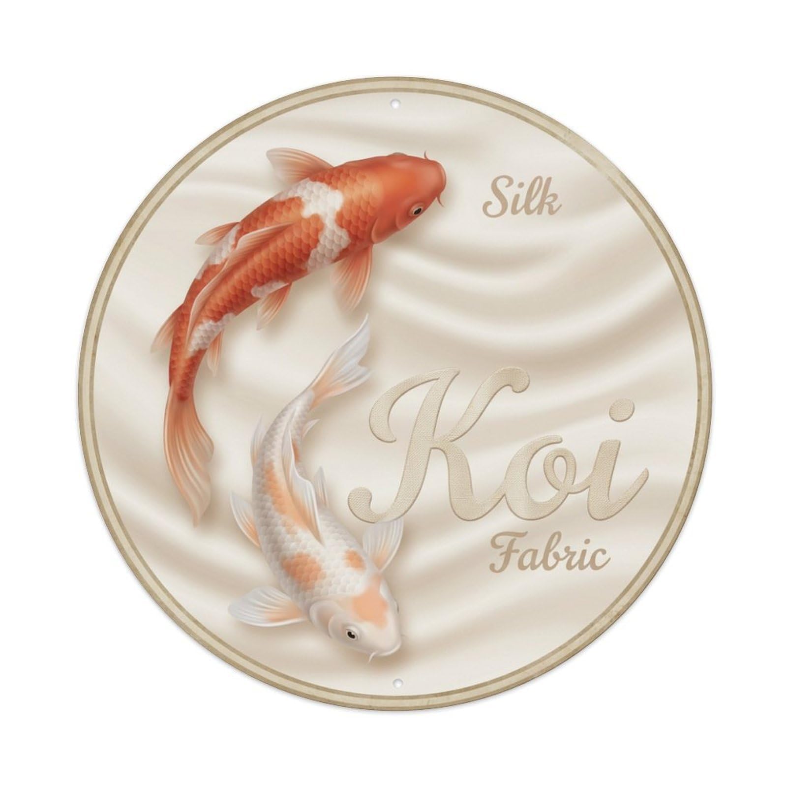 Koi Fish Silk Fabric Waters Smooth Flowing Elegant Delicate Metal Tin Sign