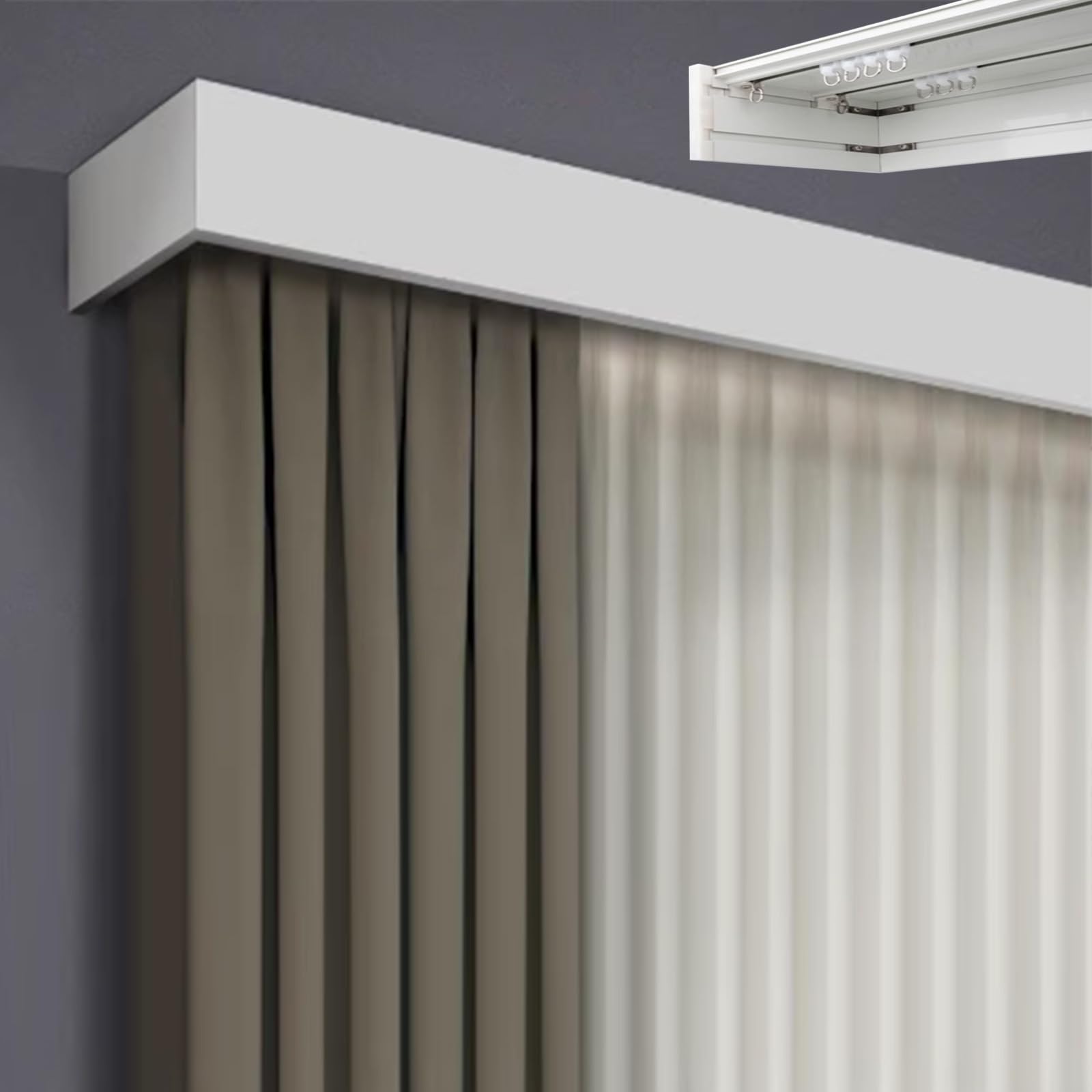 Tringle rideau double rail pour cloison séparation pièce et douche robuste