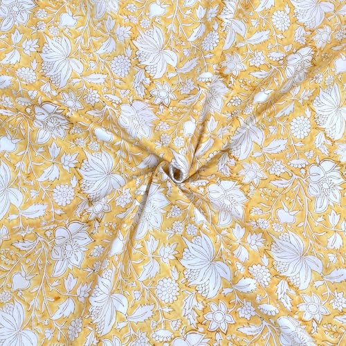 Image of TOAIArt Premium Jaipuri Dohar | AC Blanket Summer Quilt | Hand Block Printed | 3 Layers | Reversible | 150GSM 100% Mulmul Cotton| 100% Cotton Flannel Filling | Queen 90 inch X 108 inch|Light Mustard Kalamkari