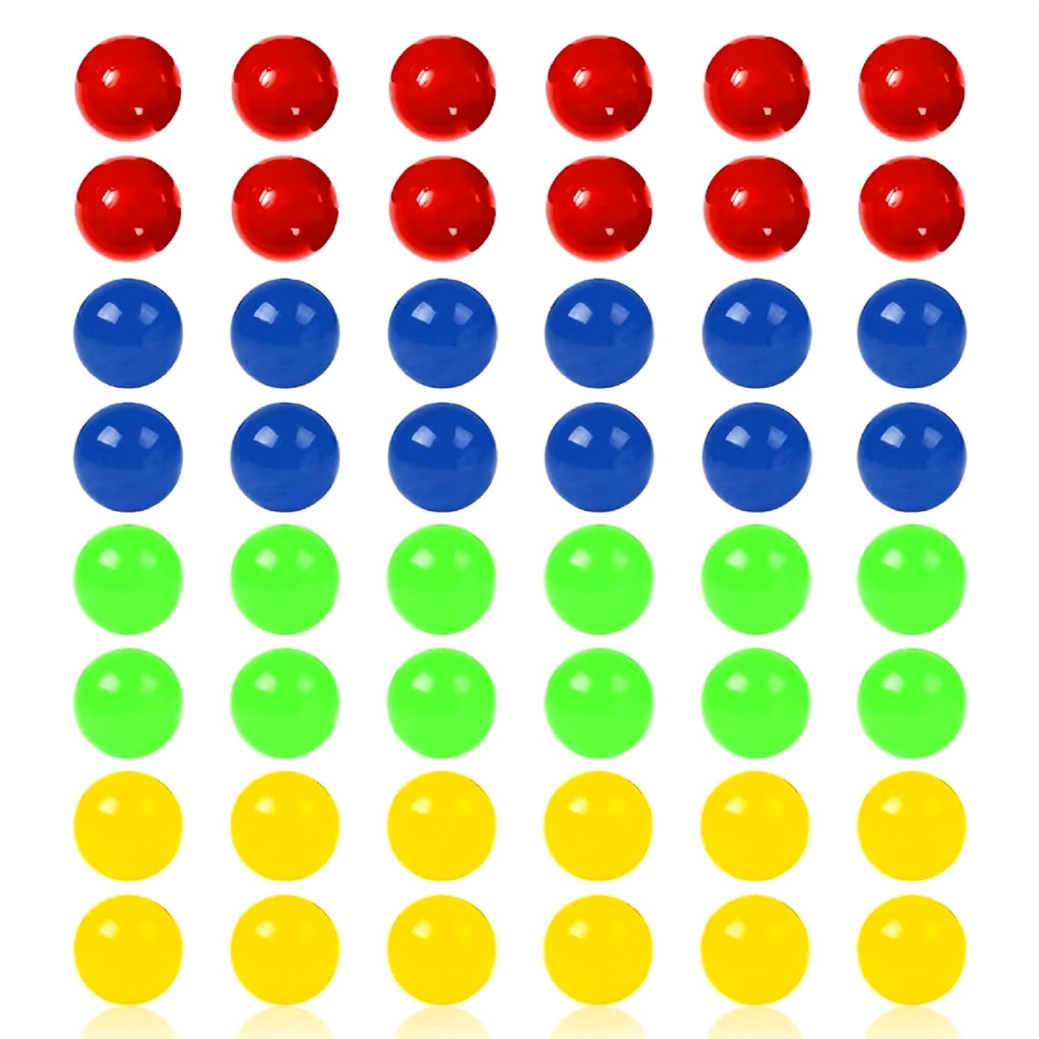 Gaomumu 48PCS Four-Color Game Marbles Compatible with Hungry Hungry Hippos, Desktop Game Replacement Beads, Vibrant Solid Color Marble for Tabletop Games & Fun Family Play
