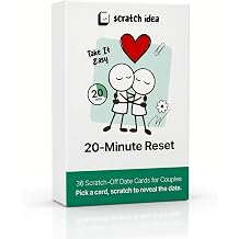 20-Minute Reset Date Night Idea Cards for Couples, 36 Dates | Anniversary &amp; Valentine gift for him or her. 36 quick scratch off dates for busy couples, at home. Scratcher included.