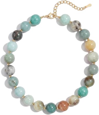 Colorful Beaded Necklace for Women Boho Statement Chunky Necklace Natural Stone Beads Gemstone Choker Necklaces Handmade Summer Beach Jewelry