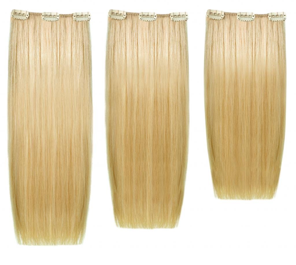 Human Hair Three Lengths Clip-In System By She By Socapusa - LENGTHS 17"/ 20"/ 22" and 6"-WIDE, OMBRE: LIGHT CHESTNUT/VERY LIGHT PLATINUM