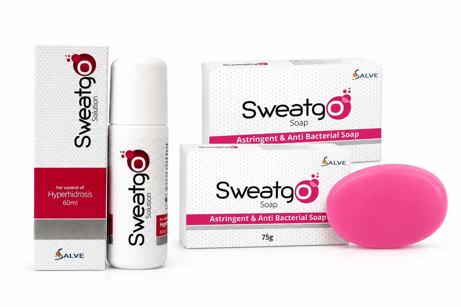 Salve Sweatgo Sweat Control Combo | Antiperspirant Roll-On 60ml + Astringent & Anti-Bacterial Soap 75g Pack of 2 for Men & Women-image-10