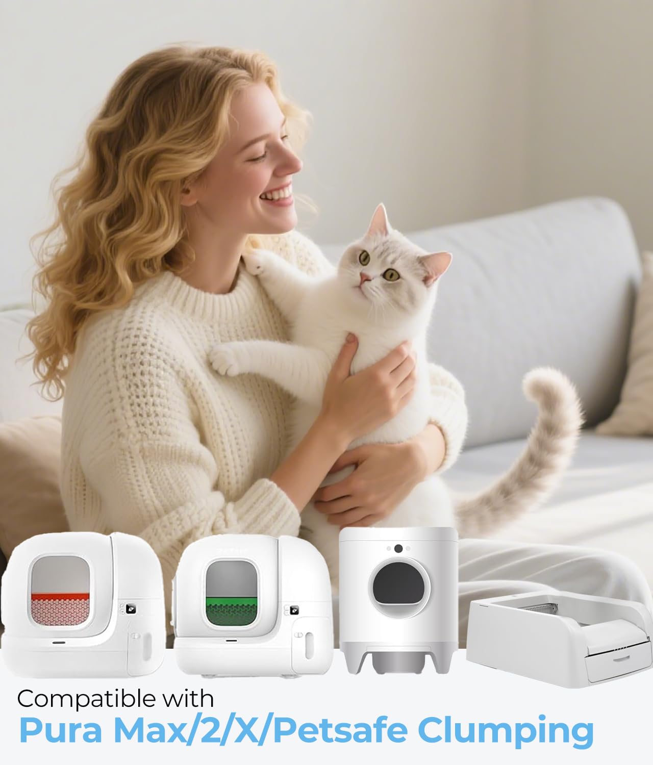 120 bolsas de arena automáticas para gatos compatibles con PURA MAX 2/MAX/X y ScoopFree aglutinantes, sin desgarros y a prueba de fugas, bolsas de basura autolimpiables con cordón duradero de 22.8 x