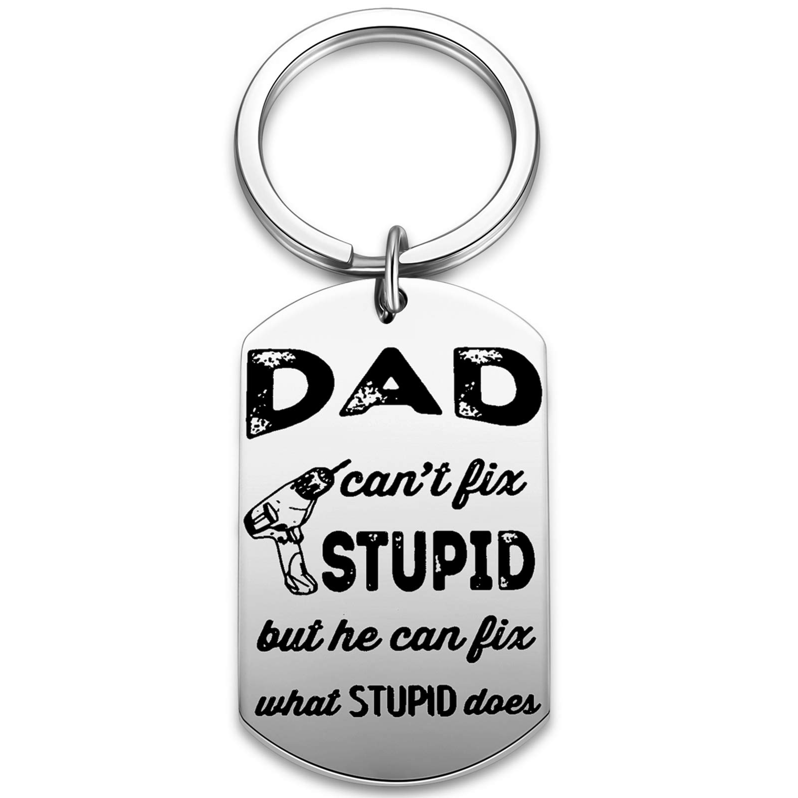 UkodnusDad Can't Fix Stupid Keychain - Father's Day Gifts From Daughter Son - Happy Birthday Christmas Presents for Dad Daddy Papa