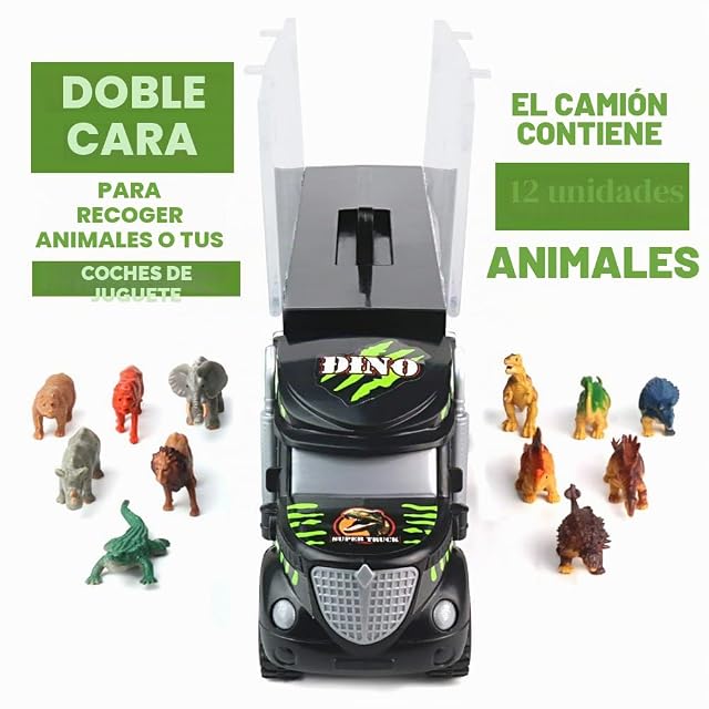 Foto 2 de 6 de Camiones de Juguete para Niños Dinosaurios Juguetes Niños 3 Años con 12 Animales de Juguetes Dinosaurios…