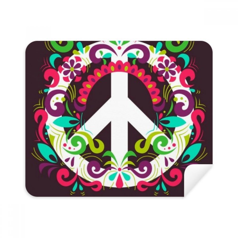 Colorful Peace Symbol Anti-war Pattern Cleaning Cloth Screen Cleaner 2pcs Suede Fabric