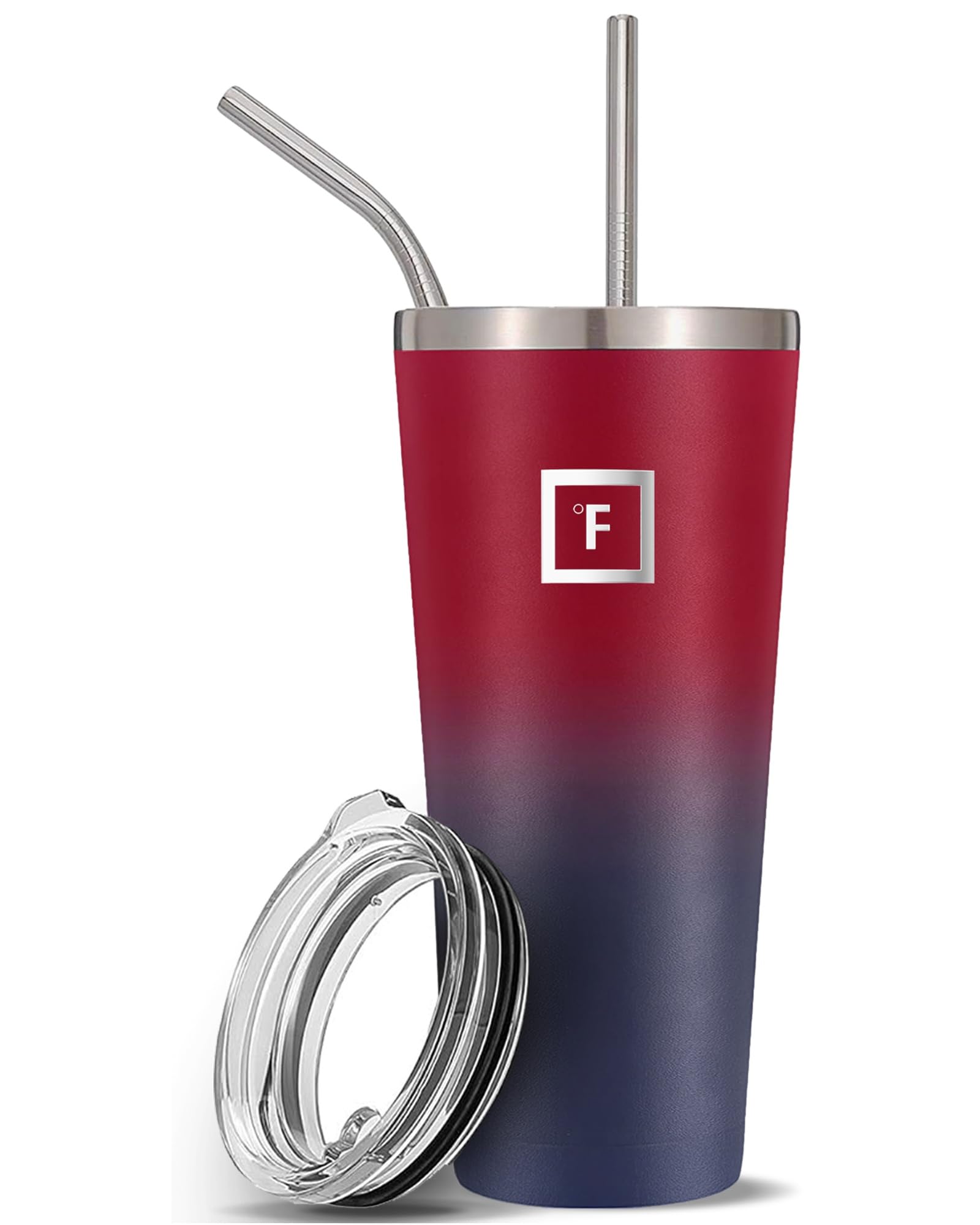 IRON °FLASK Classic Tumbler - Vacuum Insulated Stainless Steel Water Bottle, Double Walled, Drinking Cup, Insulated Travel Mug (Dark Rainbow, 32 oz Clear Lid)