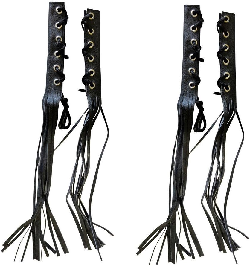 2 Pairs Black Leather Fringed Motorcycle Clutch Lever Brake Cover with 12" Fringe New