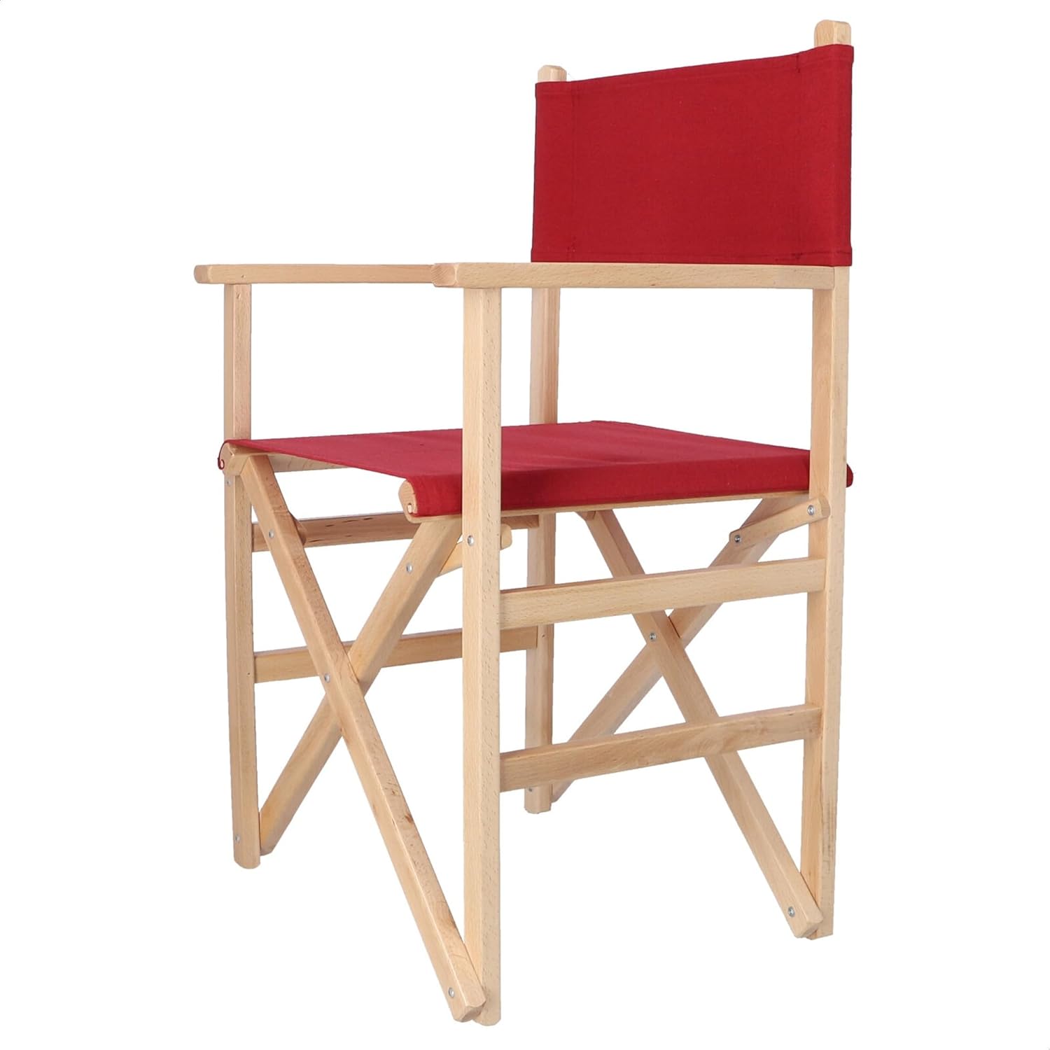 Wooden Director's Chair with Varnish with Maroon Canvas