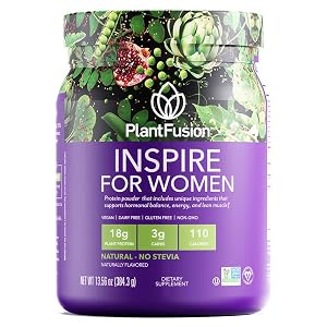 PlantFusion Inspire Plant Protein Powder for Women – Low Carb Protein Powder for Lean Muscle Support – Keto, Gluten Free, Soy Free, Non-Dairy, No Sugar, Non-GMO – Natural-No Stevia 0.85 lb