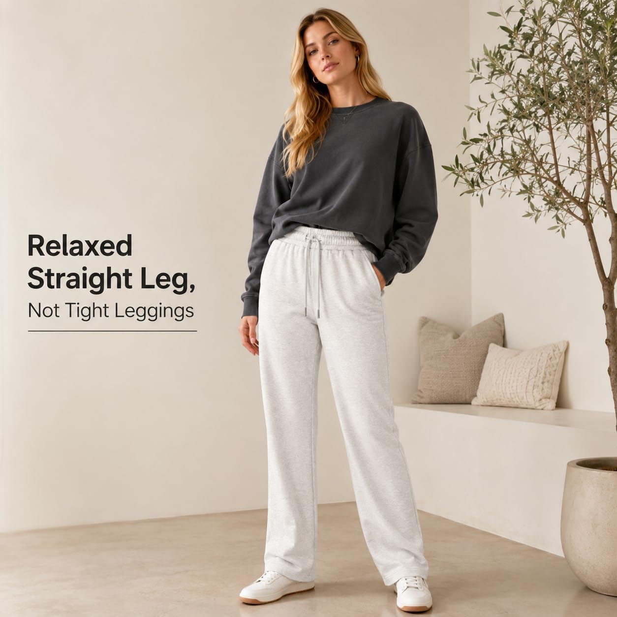 Icebee Women’s Yoga Sweatpants with Pockets, Stretch Cotton Blend, Elastic Waist and Drawstring, Athletic Casual Pants