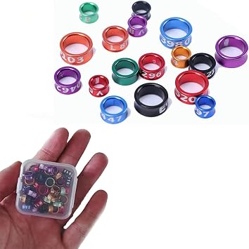 Open/Closed Bird Legs Rings and Split Bird Legs Rings Aluminum Split Bird Legs Ring Training Rings Hibiscus Birds, Parrots, Peonies, Pigeons, etc. Mixed Colors 50/100 Pieces per Pack