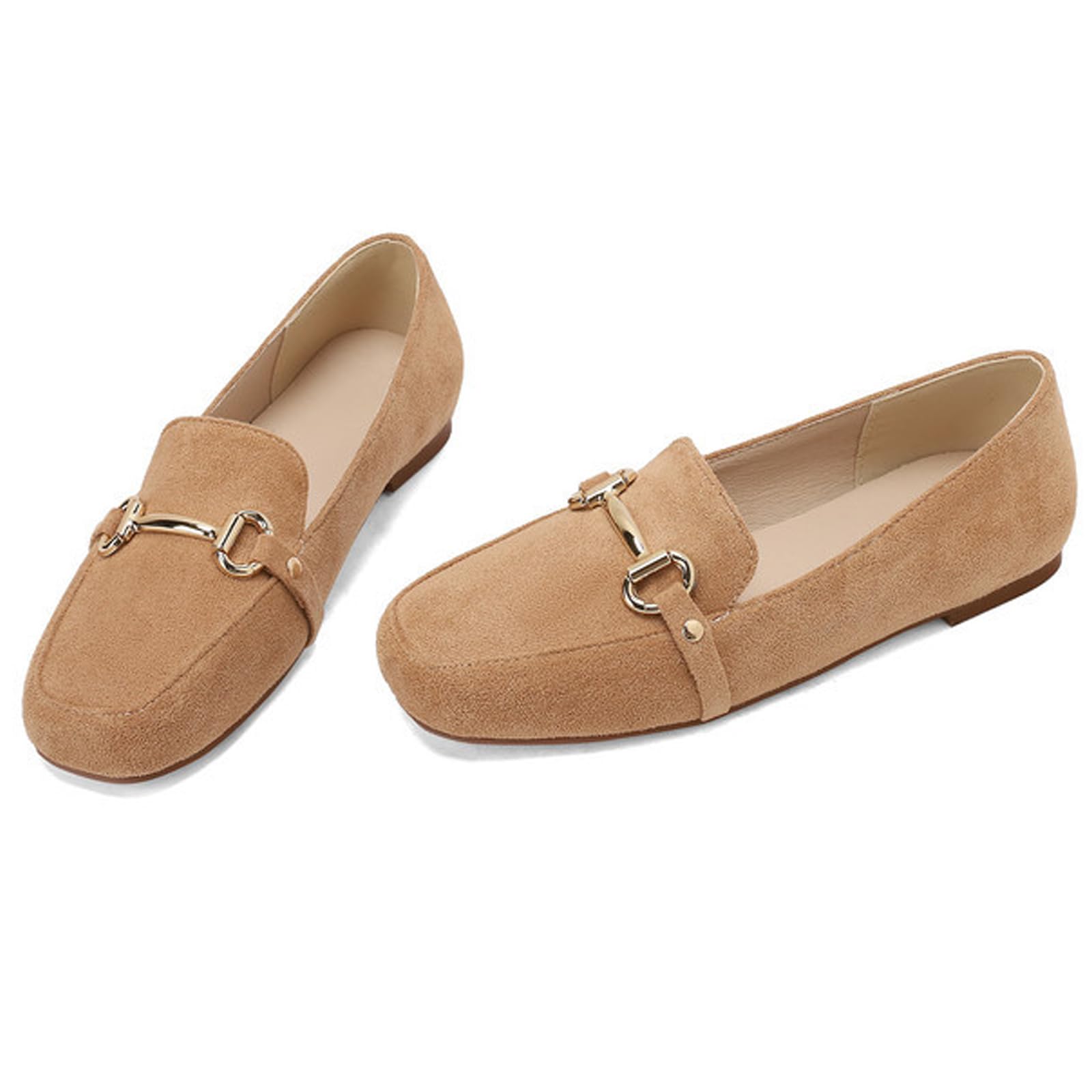 Mocassins dans Suédine Femmes Bout Carré Boucle Métal Bureau
