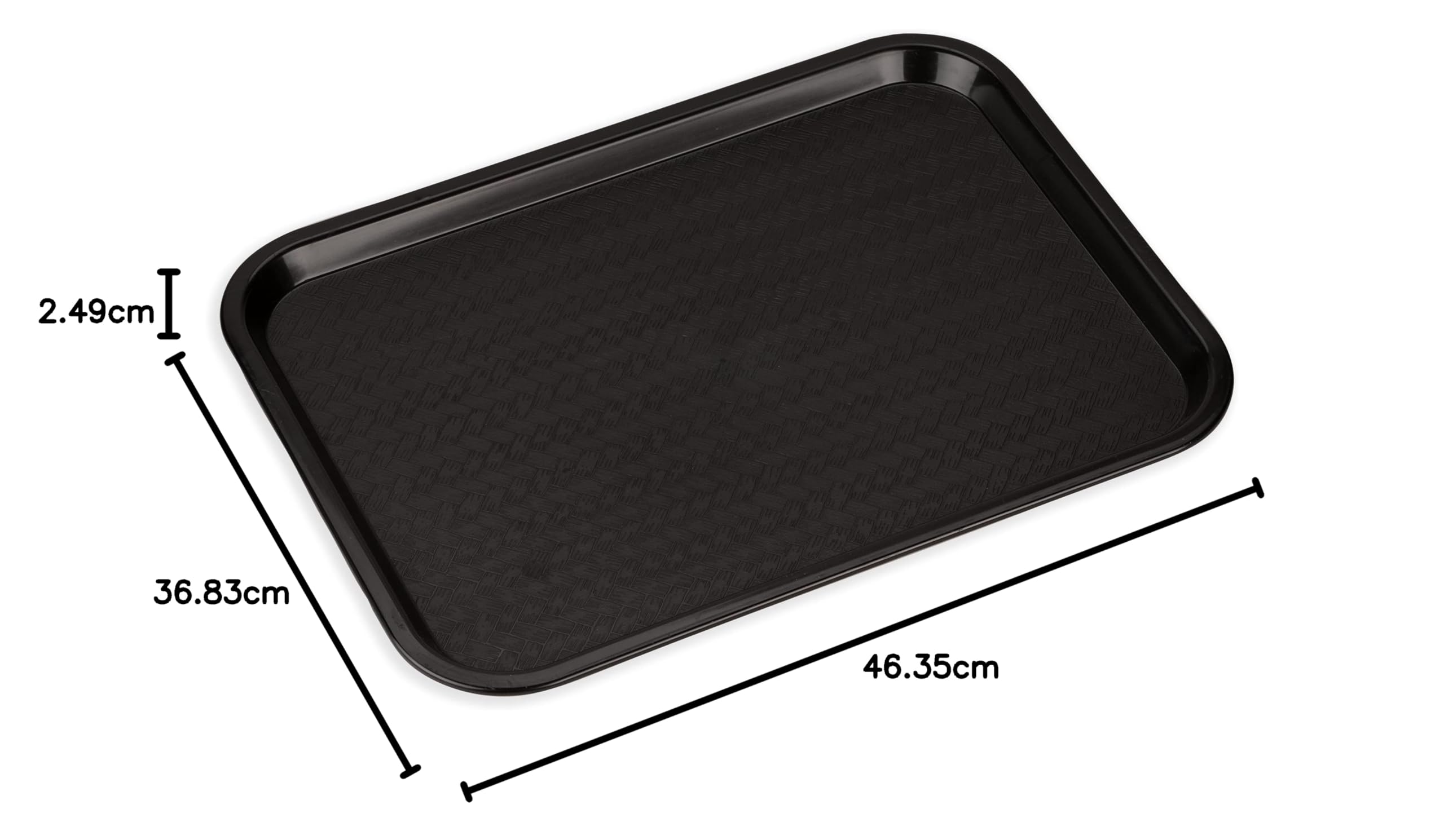 Carlisle FoodService Products Bandeja de Cafetería para Comida Rápida con Superficie Texturizada para Cafeterías, Comida Rápida y Comedores, Plástico, 46x36cm, Negro, (Paquete de 12)