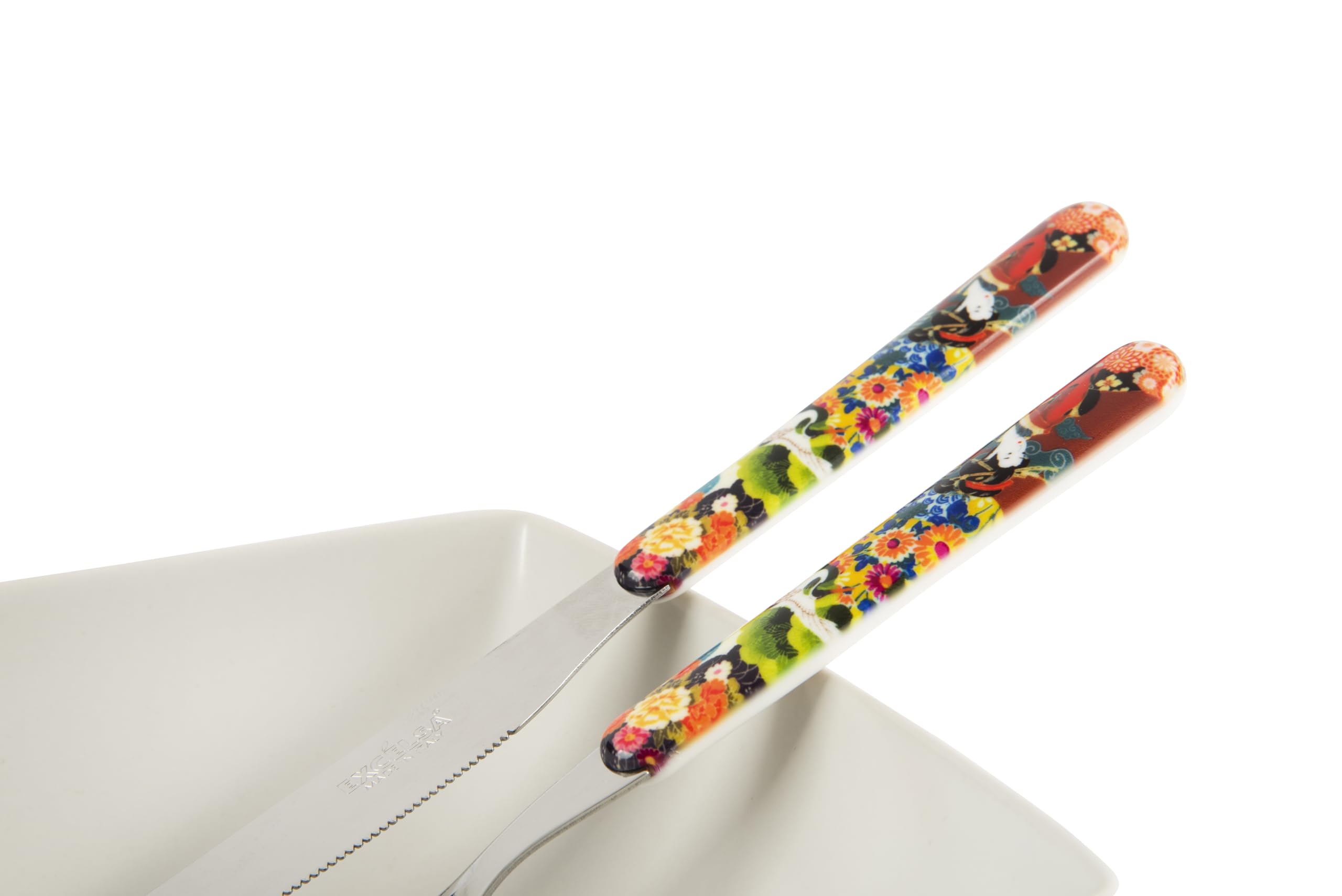 Excelsa Kimono - Juego de 24 cubiertos de acero inoxidable, mango de plástico