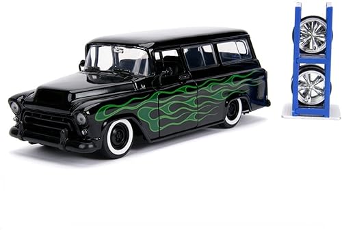 APLIQE Vehículos a escala para Chevy Suburban Retro Simulation 1957 Modelo de metal fundido a presión Juguetes para niños 124 Sofisticada opción de
